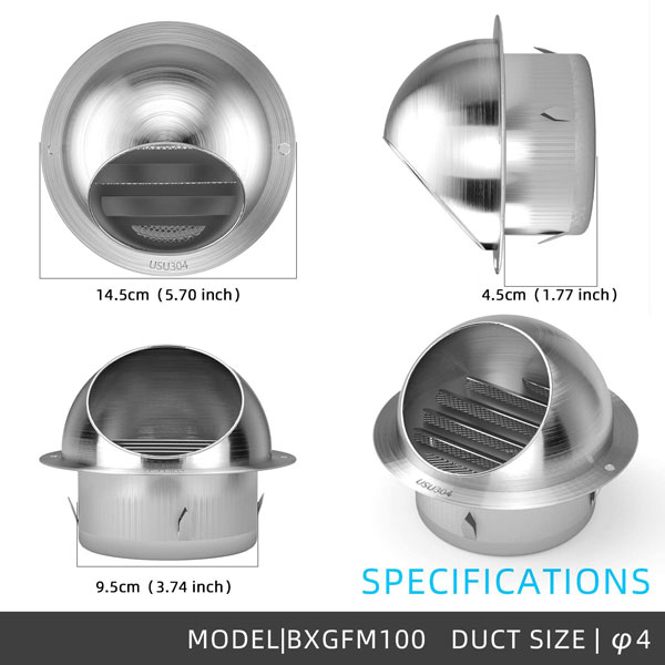 304 Stainless Vent Dryer Hood External Extractor