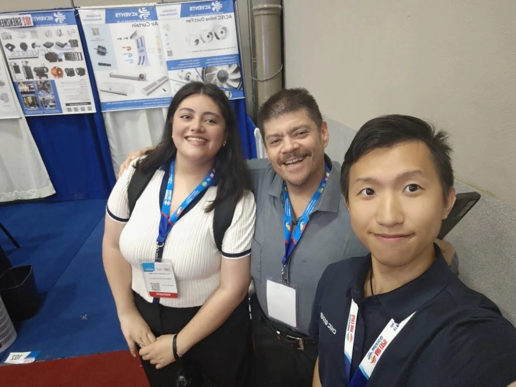Unveiling Potential – Chic HVAC Group's Unforgettable Impact at AHR 2025 Mexico! 5 ECvents electrical motor shop display with industrial motor components and parts at a trade show.